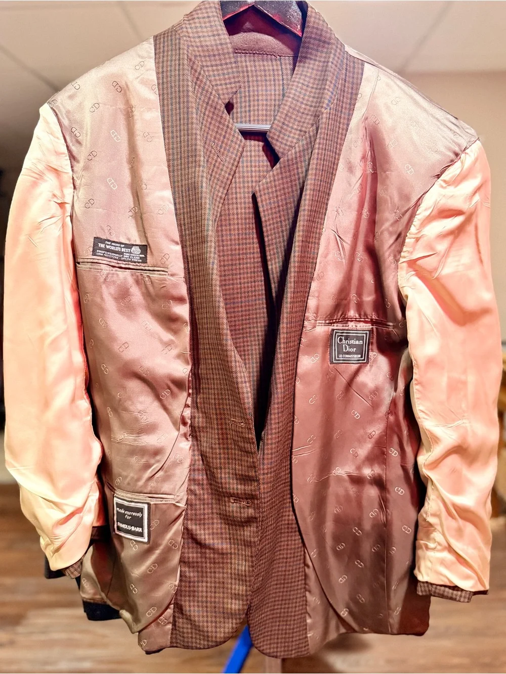 Dior Brown Glen Plaid Sportcoat with Tan Lining